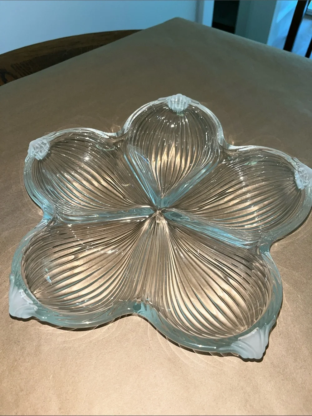 Mikasa Vintage  Floral Ribbed Glass Serving Platter